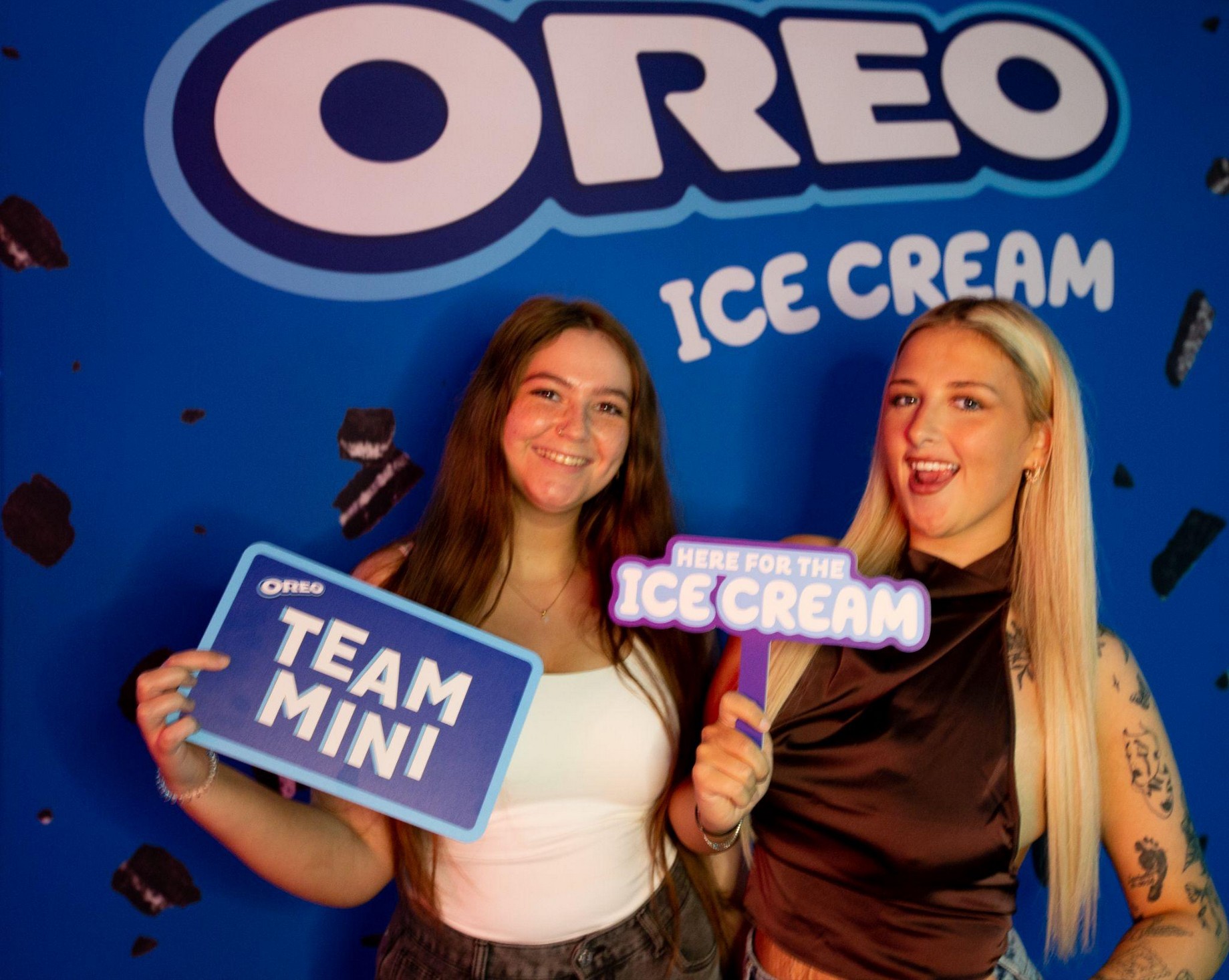 Bowling lounge dressed in Oreo Ice Cream branding for the event night