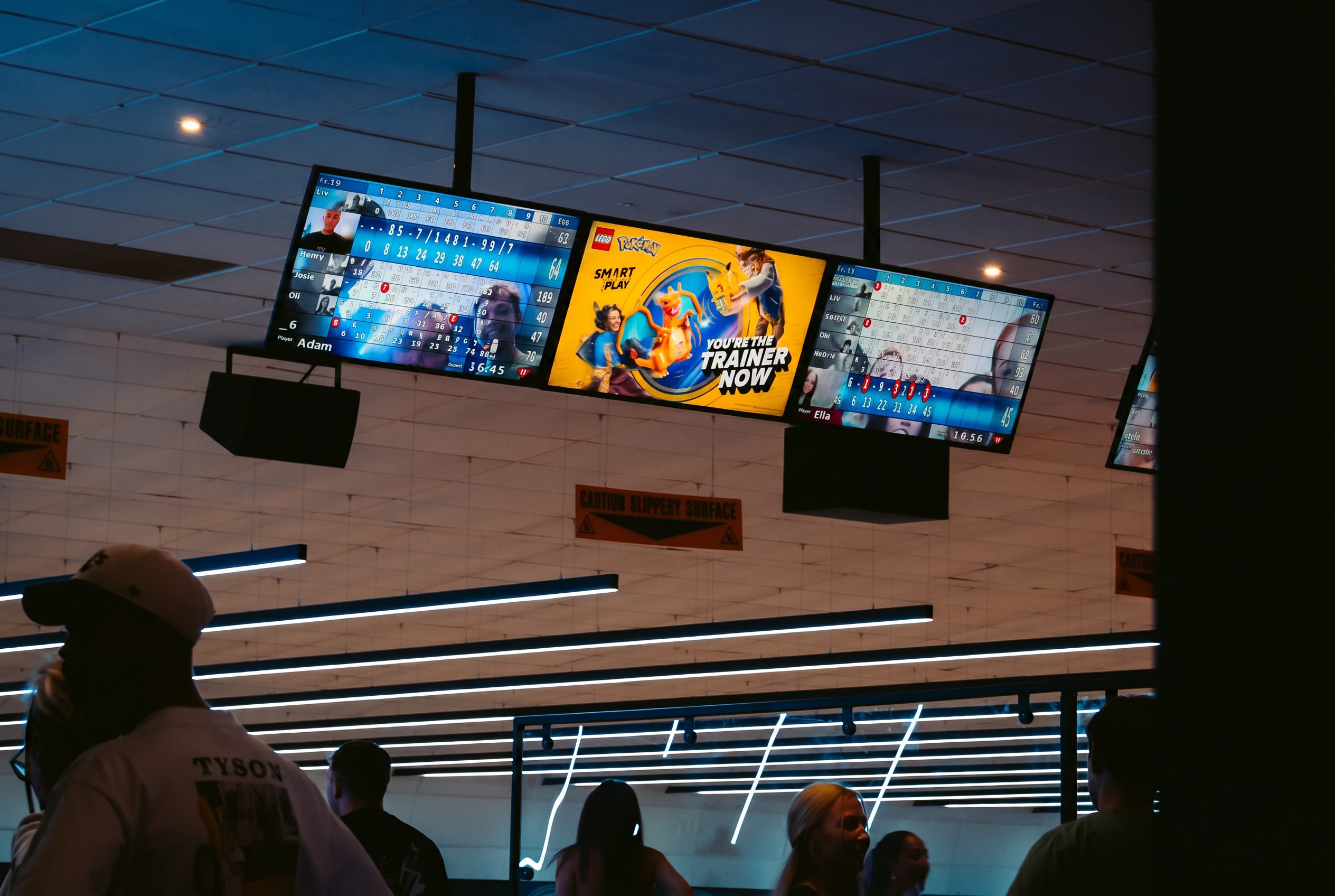 Lego creative across the bowling lane screens