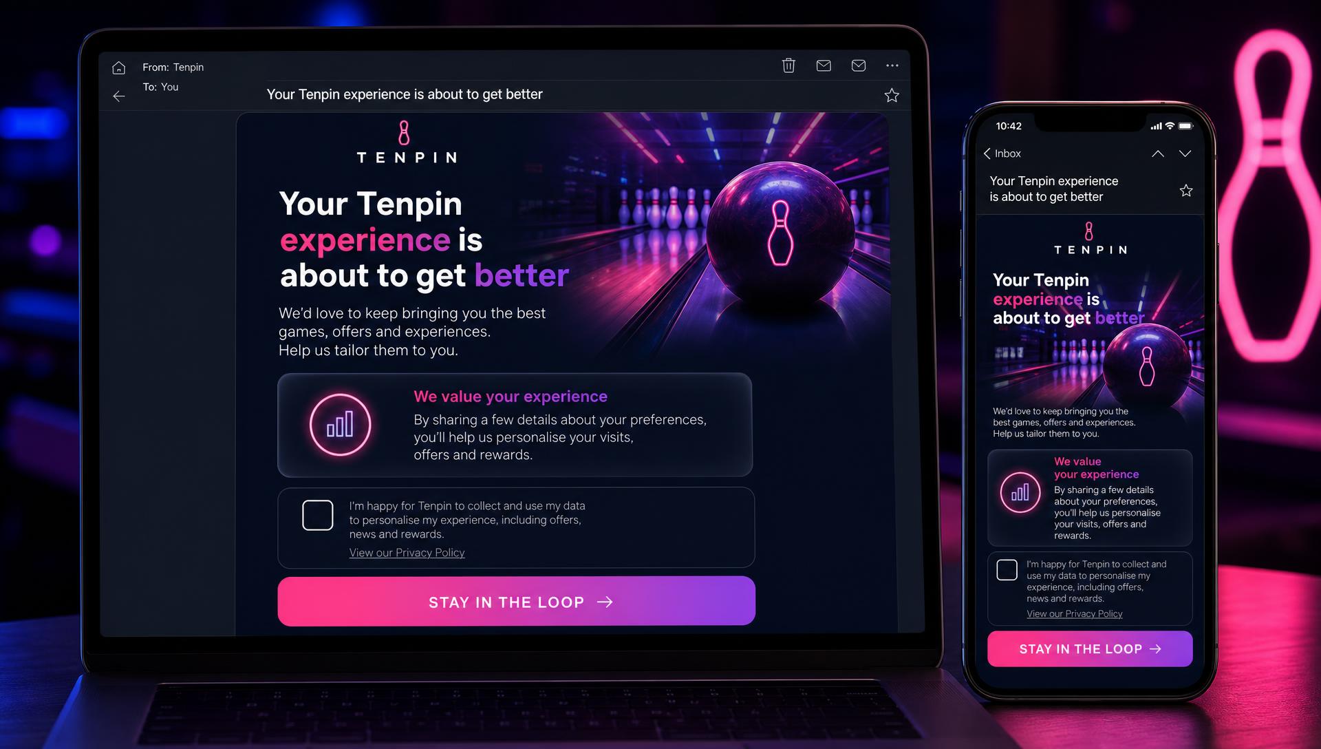 Tenpin branded email campaign